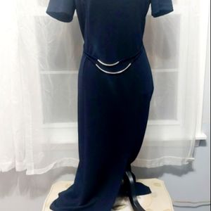 80s Vintage Christopher&Sons Dark Navy Blue, long dress Size 10P.
